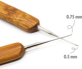 img 3 attached to Dreadlock Crochet Hook Set: AUEAR, 2 Pcs, 0.5mm and 0.75mm Needle Tools with Bamboo Handle for Braid Craft