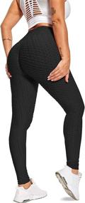 img 4 attached to High Waist Tummy Control Yoga Pants for Women 🩳 - Slimming Booty Leggings for Workout, Running, and Butt Lift