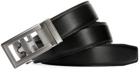 img 1 attached to Men's Leather Dress Belt with Automatic Buckle - Convenient Ratchet Design for Easy Adjustments and Stylish Accessories