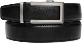 img 3 attached to Men's Leather Dress Belt with Automatic Buckle - Convenient Ratchet Design for Easy Adjustments and Stylish Accessories