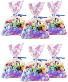 img 4 attached to 🌈 Iridescent Holographic Cellophane Party Favor Bags - 100Pcs 5x7 Inch Treat Bags with Twist Ties in 5 Colors for Baby Showers, Weddings, and Birthdays