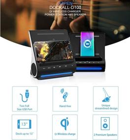 img 3 attached to 🔋 Azpen Dockall D100: Wireless Charger, Bluetooth Premium Speakers & Docking Station with Built-in Mic - 3 in 1 Station for iPhone and Samsung Phone