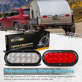 img 2 attached to 🚦 Partsam 4Pcs 6 Inch Oval LED Trailer Tail Lights Kit - 10 LEDs Waterproof 12V Sealed Flange Mount for RV Trucks - Stop Brake Turn Reverse Back Up Lights - Surface Mount (2 Red + 2 White)