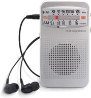 📻 portable battery operated am fm radio with loud speaker, excellent reception - small pocket transistor radio for walking, camping, outdoor activities - includes earphones logo