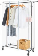 👕 greenstell clothes rack with cover - adjustable garment rack on wheels - heavy duty clothing rack with extendable hanging rail and hooks - commercial grade rolling clothing coat rack (59x63x18 in) логотип