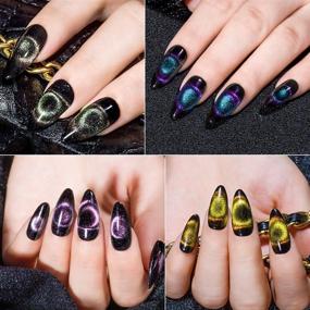 img 1 attached to 💅 9D Chameleon Magnetic Cat Eye Gel Nail Polish Set - UV LED Soak Off Gel with 7 Color Shades, Including Magnet Stick and Brush