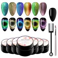 💅 9d chameleon magnetic cat eye gel nail polish set - uv led soak off gel with 7 color shades, including magnet stick and brush logo