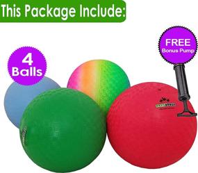 img 3 attached to 🏀 10 Inch Playground Balls - Pack of 4 - Best Bouncy Dodge Ball, Handball, Kickball Four Square for Boys, Girls, Adults - Exercise, Yoga, Workout, Therapy, Fitness, Pilates, Balance + Pump