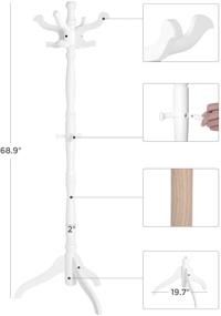 img 1 attached to 🧥 VASAGLE Wooden Coat Stand with 11 Hooks - Freestanding Hall Tree for Entryway, Hallway - Ideal for Coats, Bags, Purses, Hats - Eucalyptus Wood, White Finish