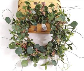 img 3 attached to 🎄 20" Artificial Eucalyptus Xmas Wreath - Festive Front Door & Wall Decoration