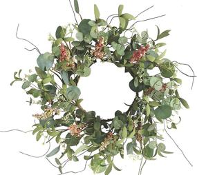 img 4 attached to 🎄 20" Artificial Eucalyptus Xmas Wreath - Festive Front Door & Wall Decoration