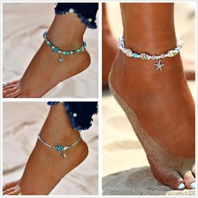 img 3 attached to Браслеты Finrezio Starfish Turquoise Anklets