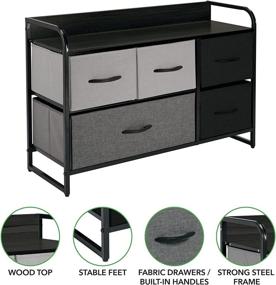 img 2 attached to 🗄️ mDesign Horizontal Storage Dresser Unit - Large Standing Furniture Room Organizer Cabinet with 5 Removable Fabric Drawers in Gray/Multi-Color/Black for Bedroom, Hallway, Office, and Closet