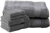charisma soft bath sheet towels bundle - 6 piece set: 2 luxury bath sheets, 2 hand towels & 2 washcloths - quality, ultra soft towels in dark grey logo