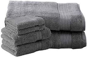 img 4 attached to Charisma Soft Bath Sheet Towels Bundle - 6 Piece Set: 2 Luxury Bath Sheets, 2 Hand Towels & 2 Washcloths - Quality, Ultra Soft Towels in Dark Grey