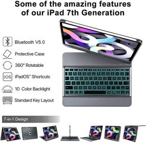 img 3 attached to Enhance Your iPad Experience with the iPad Air 4th Generation Keyboard Case - 10 Color Backlit, 360 Rotatable, Pencil Charging Holder, and Slim Design