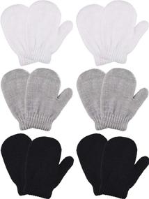 img 4 attached to Knitted Toddler Mittens for Girls' Cold Weather Accessories - Stretch Supplies