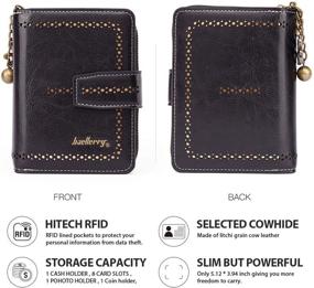 img 1 attached to 👛 Stylish and Secure Small Genuine Leather RFID Wallets for Women with ID Window (Black)