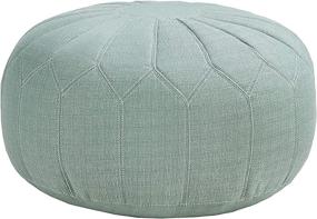 img 4 attached to Large Round Floor Pillow Pouf Ottoman with Soft Fabric, Polystyrene Beads Fill - Seafoam Foot Stool - 1 Piece Mid-Century Modern Floral Design Oversized Beanbag by Madison Park Kelsey