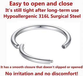 img 3 attached to 🧡 Hypoallergenic OrangeLove Surgical Steel Nose Rings in Various Gauges: 20G, 18G, 16G, 14G, 12G, 10G, 8G. Perfect for Septum, Lip, Helix, Rook, and Cartilage Piercings. Hinged Segment Ring for Easy Application and Removal.