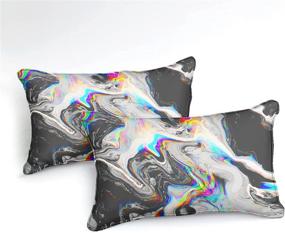 img 2 attached to 🎨 Psychedelic Bedbay Black Grey Marble Duvet Cover Set with Abstract Pattern – Trippy Bedding (Watercolor, Queen) - Includes 1 Duvet Cover and 2 Pillowcases