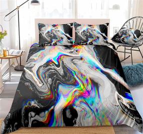 img 4 attached to 🎨 Psychedelic Bedbay Black Grey Marble Duvet Cover Set with Abstract Pattern – Trippy Bedding (Watercolor, Queen) - Includes 1 Duvet Cover and 2 Pillowcases