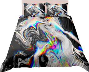 img 3 attached to 🎨 Psychedelic Bedbay Black Grey Marble Duvet Cover Set with Abstract Pattern – Trippy Bedding (Watercolor, Queen) - Includes 1 Duvet Cover and 2 Pillowcases