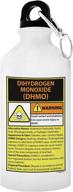 🔬 funny science gifts - warning dihydrogen monoxide h20 pun periodic table gifts for science nerds - 20-oz aluminum water bottle with carabiner clip top white by thiswear logo