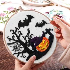 img 1 attached to 🎃 Unlock Your Creativity with Louise Maelys Halloween Embroidery Kit - Perfect for Beginner Cross-Stitch DIY Crafts, featuring Pumpkins and Bats for Adults