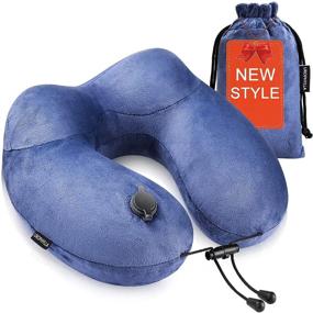 img 4 attached to 🌍 Travel Pillow: Ultimate Neck and Chin Support for Traveling - UROPHYLLA Inflatable Neck Pillow for Airplanes with Adjustable Size and Firmness, Luxuriously Comfortable Velvet Cover, Washable & Compact Bag