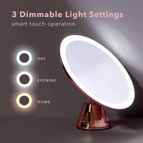 img 1 attached to 🪞 Fancii Lana (Rose Gold) LED Lighted 10X Magnifying Makeup Mirror - Rechargeable, Dimmable Tri-Color Lighting, Suction Vanity & Cordless Travel Bathroom Mirror