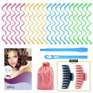 🌀 20 pcs heatless hair curlers: wave style hair rollers with styling hooks & 2 french hair claw clips - get stunning spiral curls for any hairstyle, no heat needed! logo