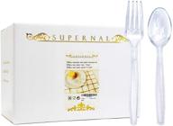 400pcs clear crystal plastic silverware set - disposable plastic cutlery, 200 forks and 200 spoons - supernal+ logo