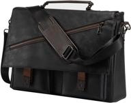 👜 stylish leather messenger bag for men: vintage laptop briefcase satchel for school and work (15.6-17.3 inch) logo