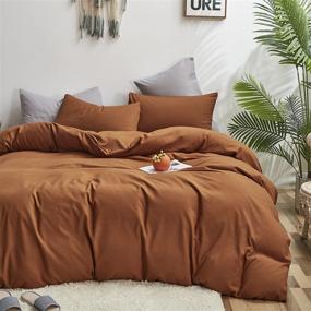 img 3 attached to 🎃 Набор одеял Luxlovery цвета тыквы - размер Queen - комфортный набор постельного белья - размер Full - однотонное оранжевое мягкое одеяло - набор комфортеров цвета сожженного оранжевого, тыквенно-коричневого и пыльно-терракотового с двумя наволочками.