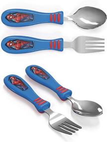 img 3 attached to 🕷️ Zak Designs Marvel Comics Spider-Man Flatware Set - Fun Character Art on Utensils, Non-Slip Fork and Spoon Set for Picky Eaters, Encourages Plate Finishing - 2 pk