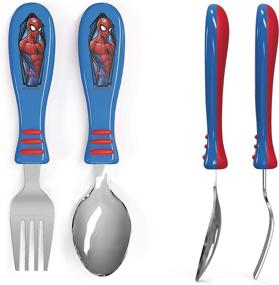 img 1 attached to 🕷️ Zak Designs Marvel Comics Spider-Man Flatware Set - Fun Character Art on Utensils, Non-Slip Fork and Spoon Set for Picky Eaters, Encourages Plate Finishing - 2 pk