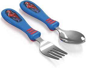 img 2 attached to 🕷️ Zak Designs Marvel Comics Spider-Man Flatware Set - Fun Character Art on Utensils, Non-Slip Fork and Spoon Set for Picky Eaters, Encourages Plate Finishing - 2 pk