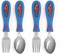 🕷️ zak designs marvel comics spider-man flatware set - fun character art on utensils, non-slip fork and spoon set for picky eaters, encourages plate finishing - 2 pk logo