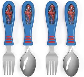 img 4 attached to 🕷️ Zak Designs Marvel Comics Spider-Man Flatware Set - Fun Character Art on Utensils, Non-Slip Fork and Spoon Set for Picky Eaters, Encourages Plate Finishing - 2 pk