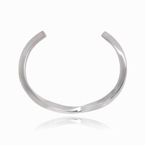 img 1 attached to 🌙 Moon and Sand Open Twisted Bangle Bracelet: Stainless Steel, Adjustable Sizes