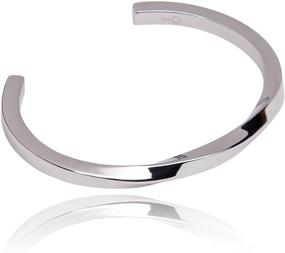 img 4 attached to 🌙 Moon and Sand Open Twisted Bangle Bracelet: Stainless Steel, Adjustable Sizes