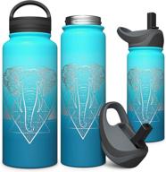 🍃 involvement & advancement: insulated water bottle with dual lids (including straw lid) - eco-friendly double walled stainless steel flask thermos for kids - wide mouth reusable 18oz 24oz 32oz 40oz logo