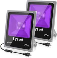 🎉 2 pack 40w led blacklight flood light with plug - lysed, ip66 - ideal for glow party, glow in the dark, fluorescent poster, body paint, halloween decorations, curing - black lights логотип