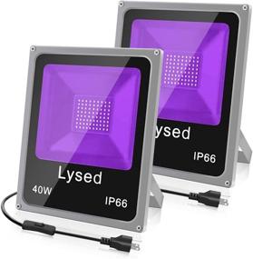 img 4 attached to 🎉 2 Pack 40W LED Blacklight Flood Light with Plug - Lysed, IP66 - Ideal for Glow Party, Glow in The Dark, Fluorescent Poster, Body Paint, Halloween Decorations, Curing - Black Lights