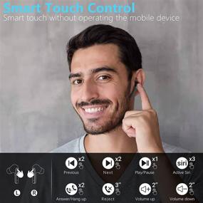 img 1 attached to Bluetooth наушники 5.1 с микрофоном - идеально подходят для спорта и тренировок | 25 часов воспроизведения 🎧 | Водозащита IPX7 | Внутриканальные наушники с стерео и глубоким басом | Удобная посадка (черные)