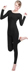 img 4 attached to 👯 Unisex Full-Leotard Body Suit: Long Sleeve Spandex Zentai Unitard with Scoop Neck for Dance & Performance