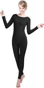 img 3 attached to 👯 Unisex Full-Leotard Body Suit: Long Sleeve Spandex Zentai Unitard with Scoop Neck for Dance & Performance