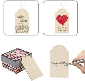 img 2 attached to 🏷️ Bluecell 50pcs Unfinished Wood Tags Craft Labels for Home DIY Craft Supplies Gift Wedding Decorations (3.7 x 2.1 Inch)