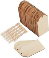 🏷️ bluecell 50pcs unfinished wood tags craft labels for home diy craft supplies gift wedding decorations (3.7 x 2.1 inch) logo